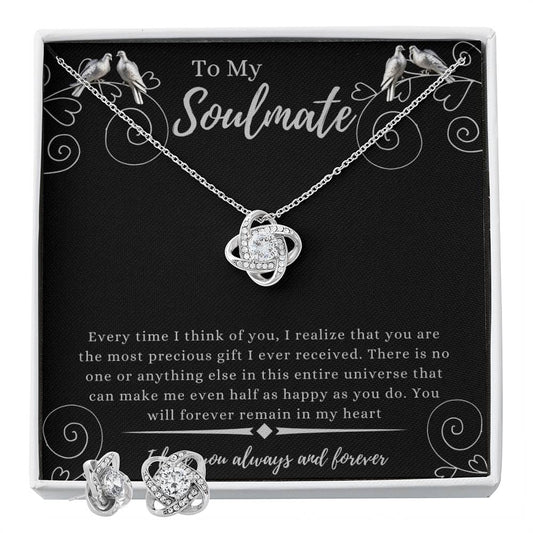 Soulmate Love Knot Necklace and Earrings Set