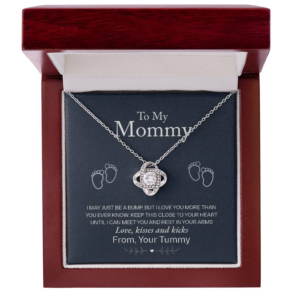 To My Mommy, Love From Your Tummy -Love Knot Necklace