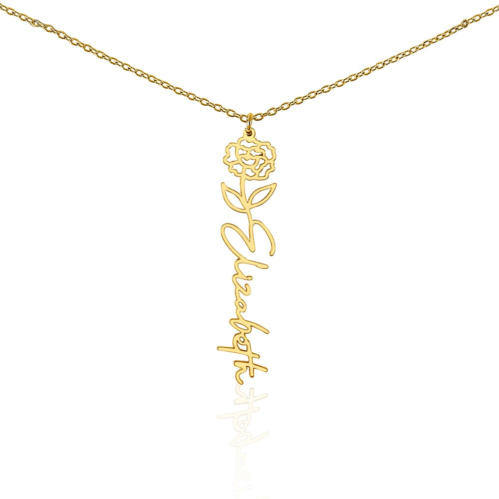 Custom Birth Month Flower Name Necklace For Daughter